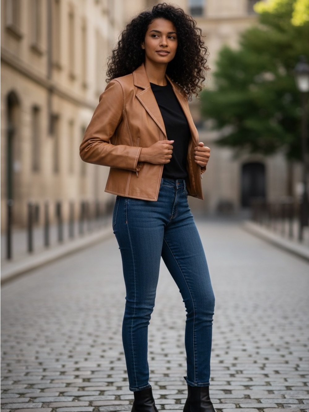 Trussardi Vintage Tan Leather Blazer Jacket Made in Italy Size 42 (US 12)